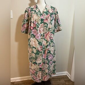 Smart Time vintage floral house coat robe SZ 2XL